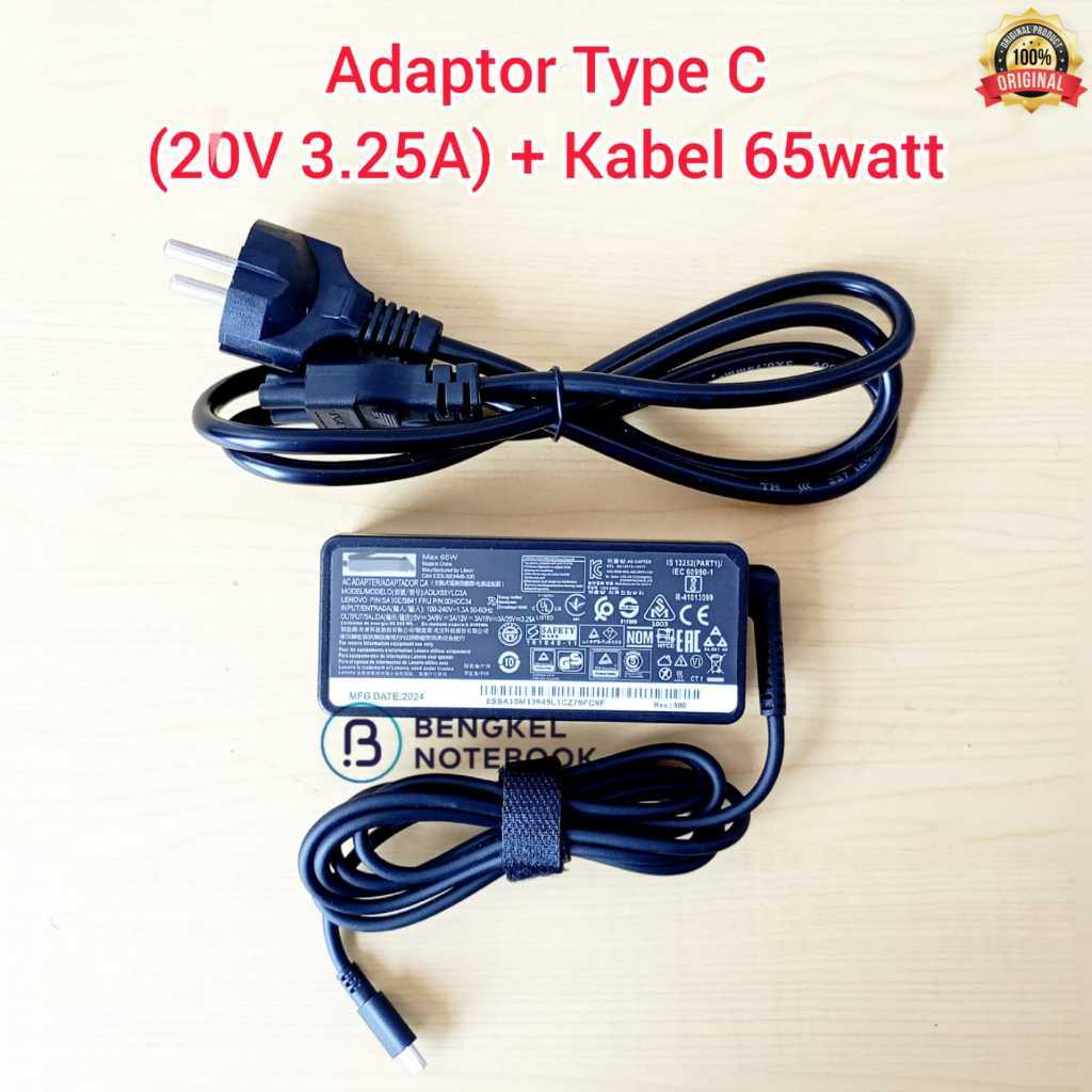 Adaptor Lenovo Usb Type C 20V 3.25A 15V 3A 12V 3A 9V 2A 5V 2A 5A10K78736 ADLX65CLGC2A L590 ThinkPad 