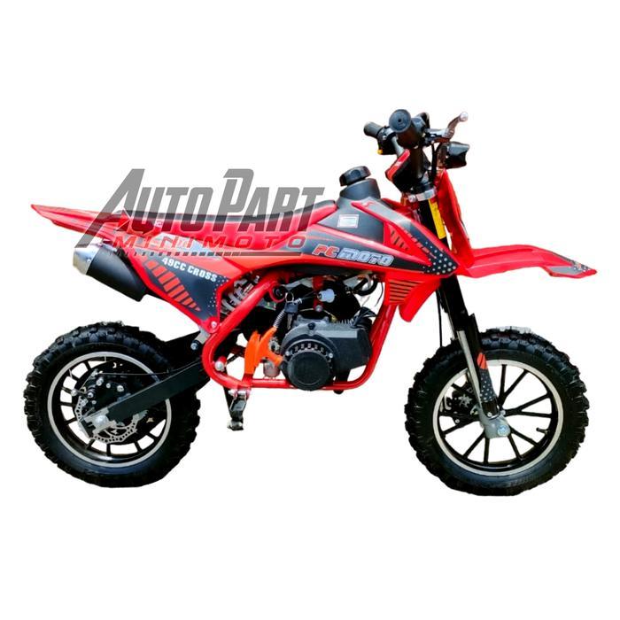 Motor Mini Trail Double Starter 50cc Elektrik Strater + Pullstarter 2T - Merah