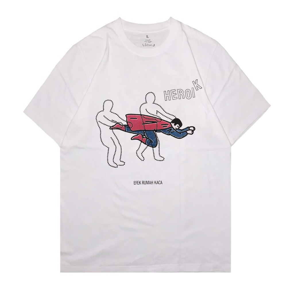 (COD) Efek Rumah Kaca "Heroik" Katun Putih Ukuran M-XL