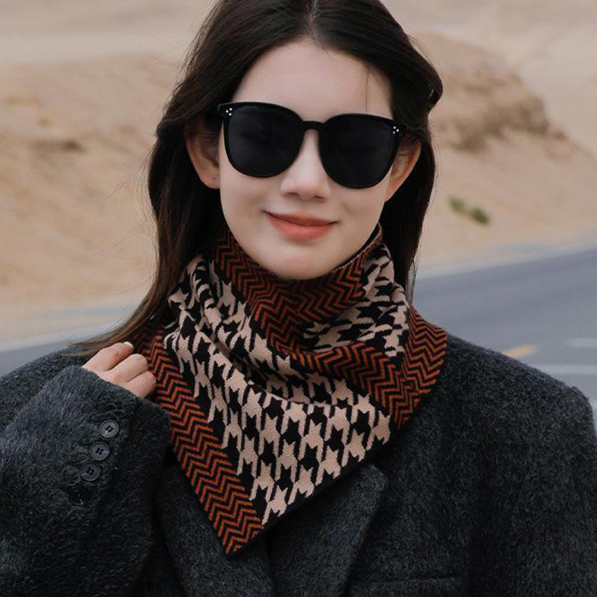 Syal Leher Turtleneck Rajutan Syal Leher Outfit Korean Style Syal Rajut Wanita Musim Dingin -
