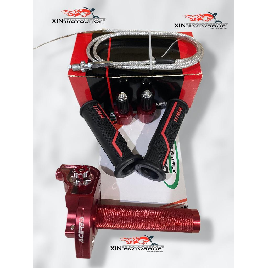 {COD} Gas Spontan ACERBIS V2 + Handgrip Merah Merah Power rangers  Miya Langsung Jalu stang FULL CNC