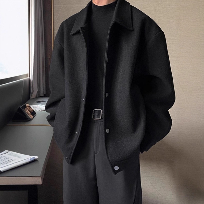 Jaket Wol Musim Gugur untuk Pria dari Merek Trendy, Jaket Wol Kasual Musim Gugur/Dingin