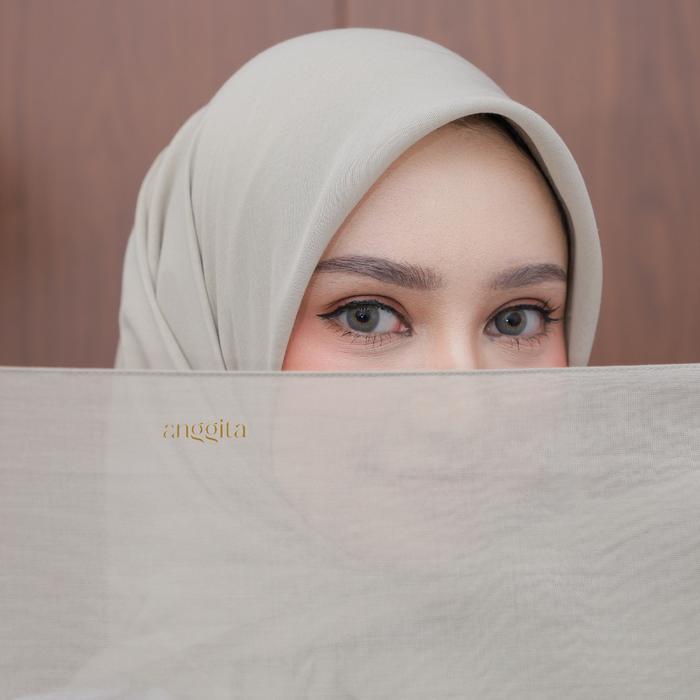 Jilbab Khaki Muda ASN Segiempat Jilbab PNS Voal Paris Premium - Segi4 Khaky Muda