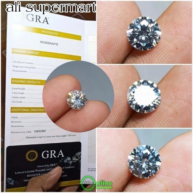 permata white moinsonite simulan Diamond sintetic 2ct memo GRA / Variasi tabur 48 pcs