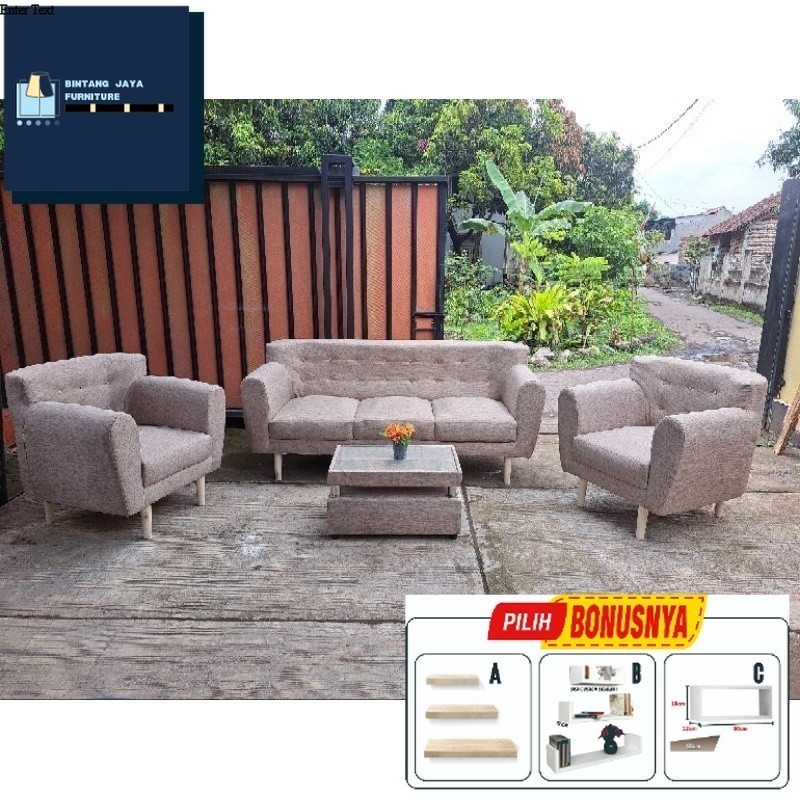 PROMO Sofa Retro Minimalis Set / Sifa Retro 3 Seater / Sofa Retro Ruang Tamu