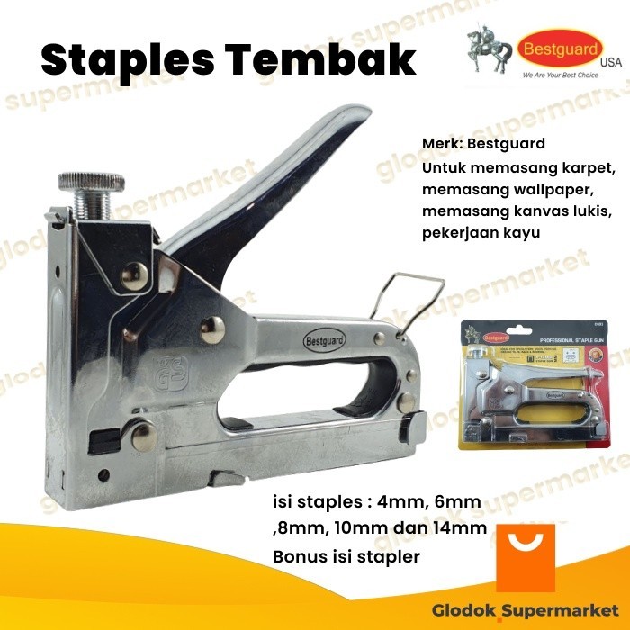 Staples Tembak Jok Staple Gun 4-14mm Bestguard BONUS Isi Ulang Staples C431