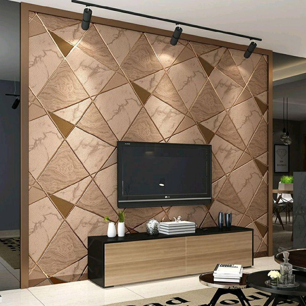 Wallpaper Sticker Dinding Ruang Tamu Stiker Pvc Motif GEOMETRI Coklat Aesthetic