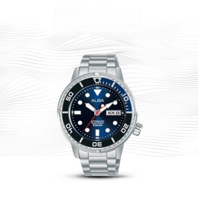 ALBA AL4245 Active Jam Tangan Pria Automatic Blue Dial Stainless Steel Strap Watch