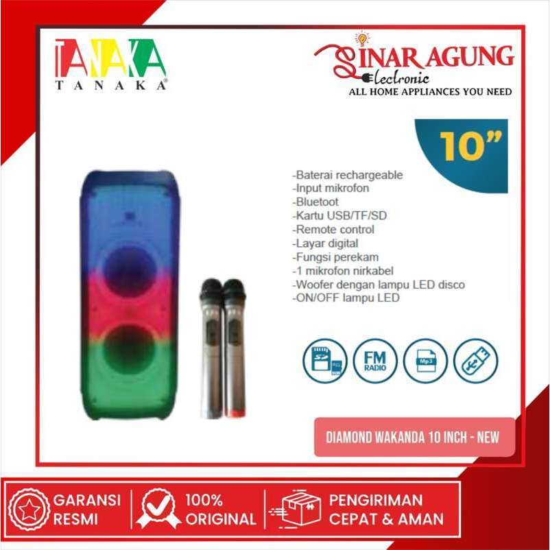 Promo TANAKA DIAMOND WAKANDA 10 INCH NEW SPEAKER AKTIF PORTABLE - 100% ORI
