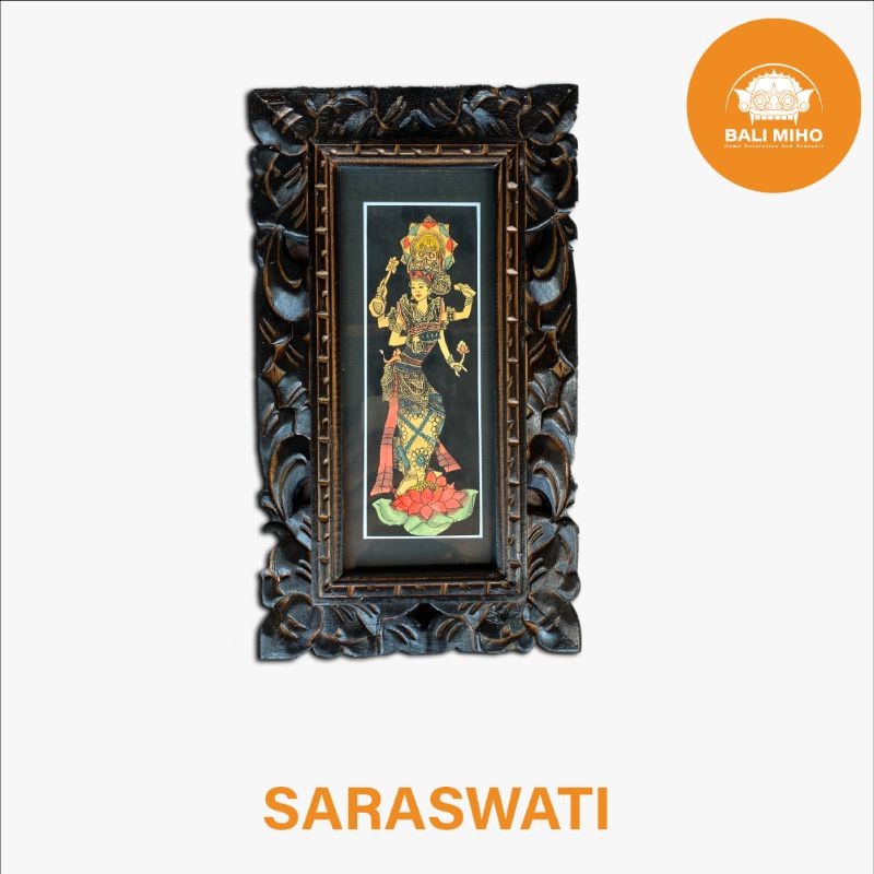 TergacorLukisan Tradisi Bali 20 x35 cm - Lukisan Bingkai Bali - Bingkai Kayu Bali - Lukisan Bali - L