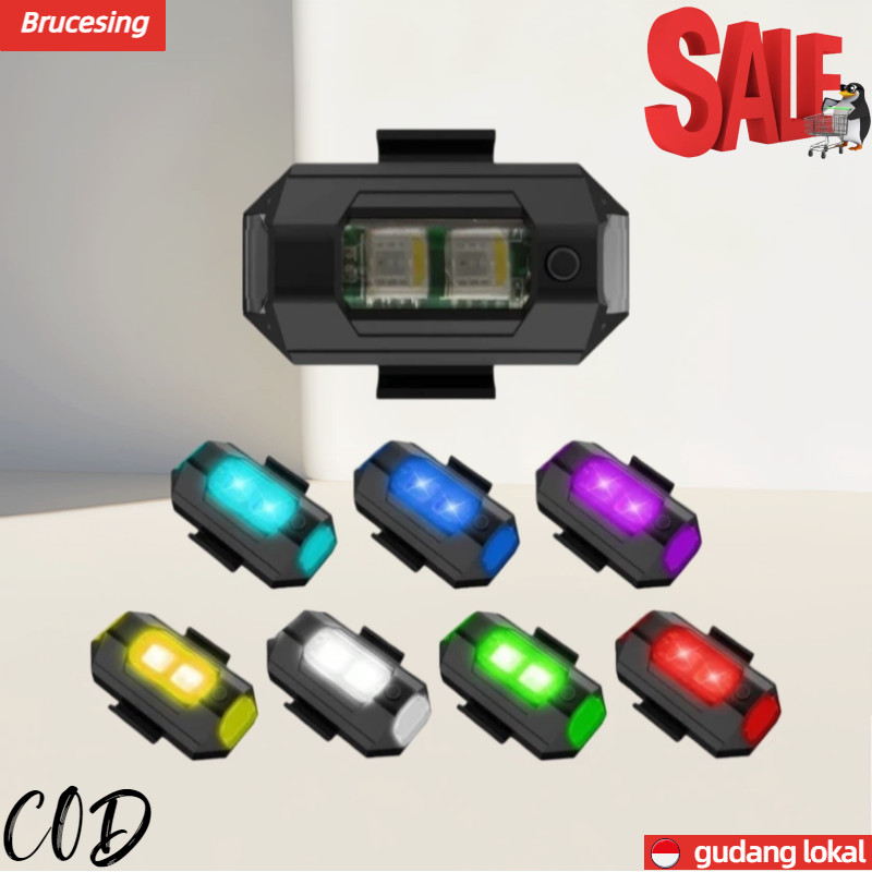 COD Lampu Strobo LED 7 Warna Universal Lampu LED Kedip Pesawat RGB Safety Sein Dip Motor Mobil