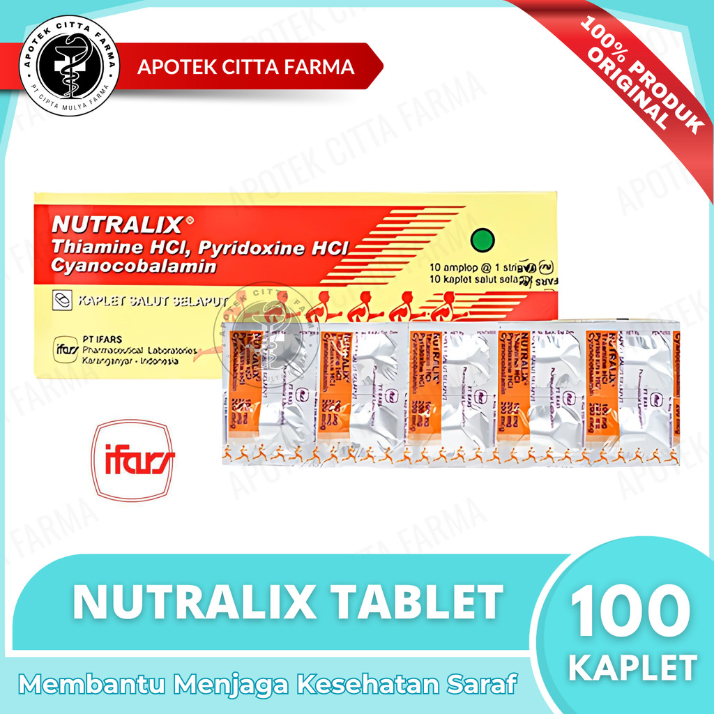 Nutralix Merah Kaplet 1 Box - Suplemen Vitamin Salut Selaput - Ifars - Suplemen Vitamin Neurotropik 