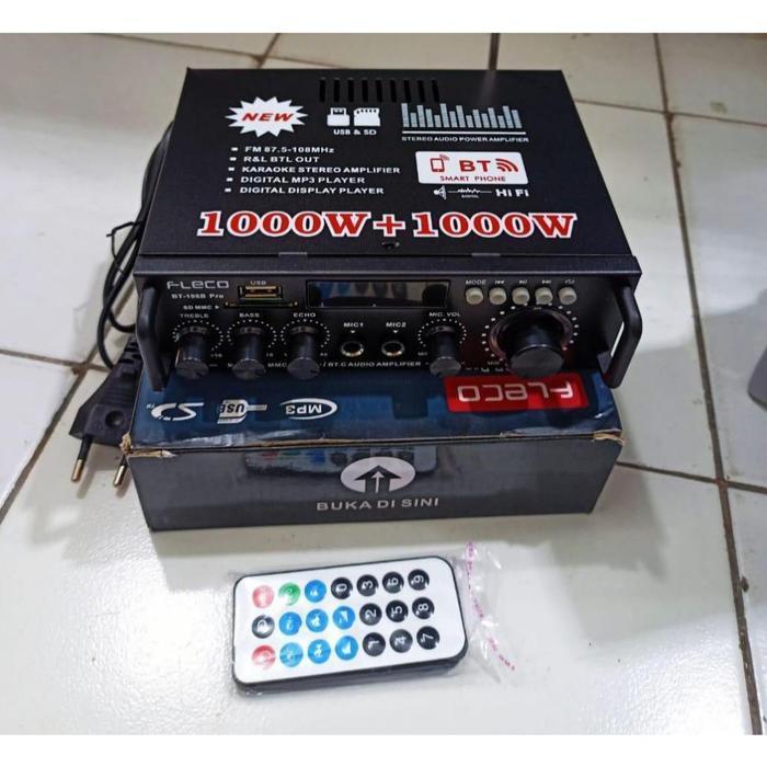 BISA COD Power Amplifier Daya 1000w+1000w Original Fleco BT-198B Pro Bluetooth Penguat Suara Full Ba