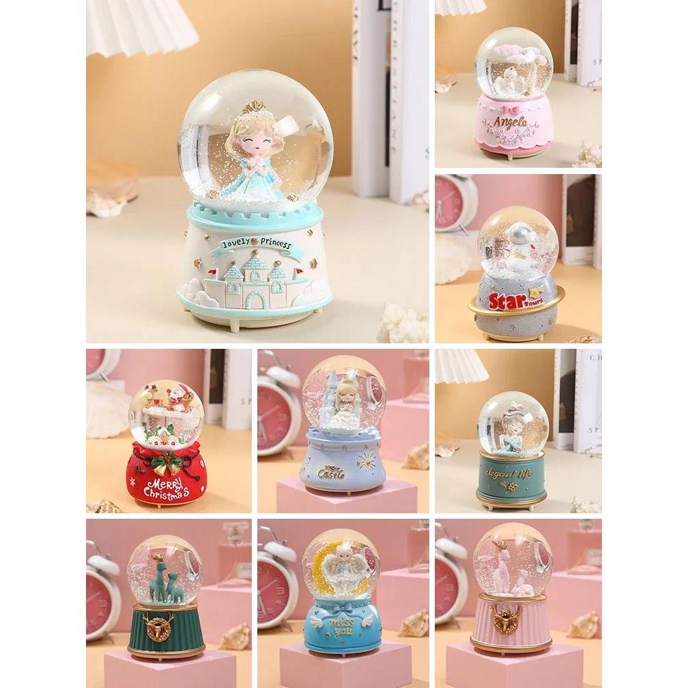 Star Lamp Dream Unicorn Princess Crystal Ball Music Box Ornaments Music Box Snow Crystal Ball Birthd