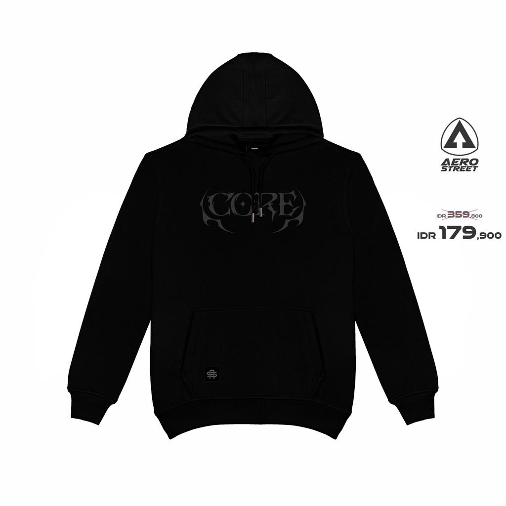 Aerostreet Core Hoodie Pria Hitam Jaket Sweater Cowok Men Streetwear Sporty Lembut Nyaman CADAA