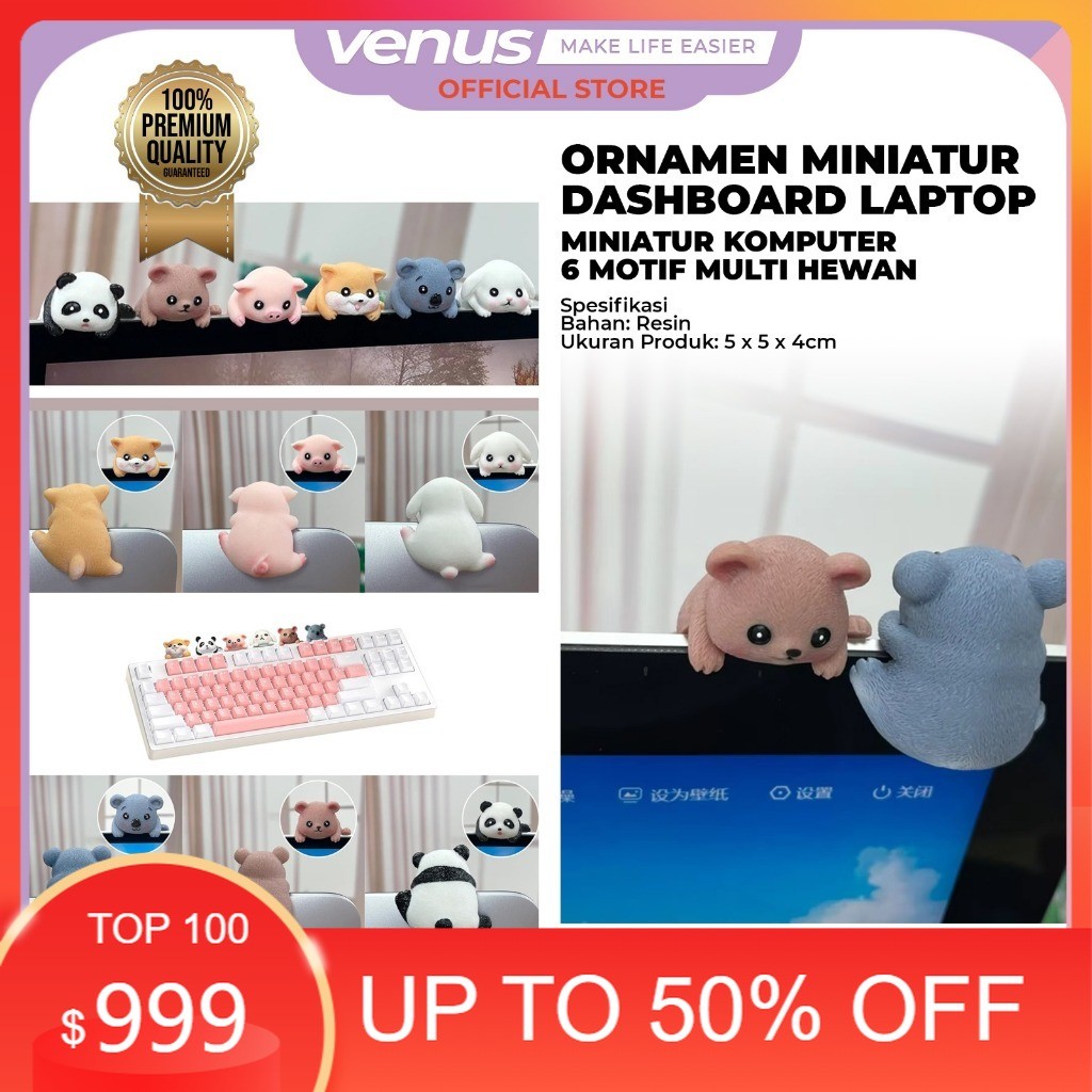 Venusjkt ORNAMEN MINIATUR 6 Motif Laptop & Komputer – Pajangan Dashboard Mobil & Miniatur Boneka Uni