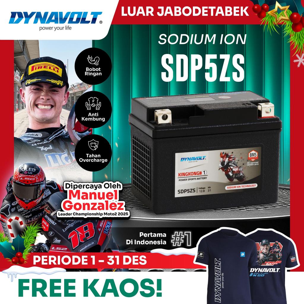 DYNAVOLT Aki Motor Yamaha Xeon, Soul GT, Mio GT, dll | Sodium Ion SDP5ZS | 31 Watt 12.8 Volt (Khusus