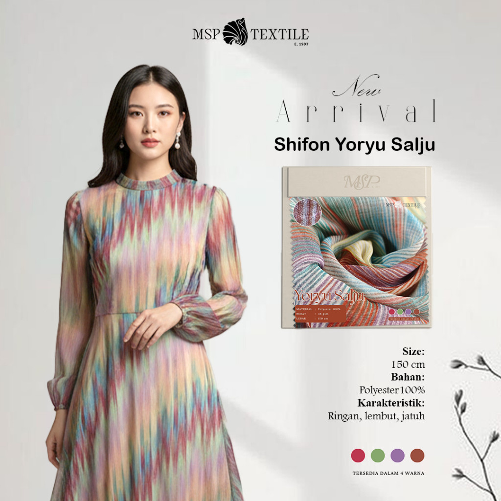 KAIN SHIFON YORYU SALJU POLA ZIGZAG GRADASI PREMIUM BAHAN UNTUK OUTER CARDIGAN LAYERED DRESS GAMIS H