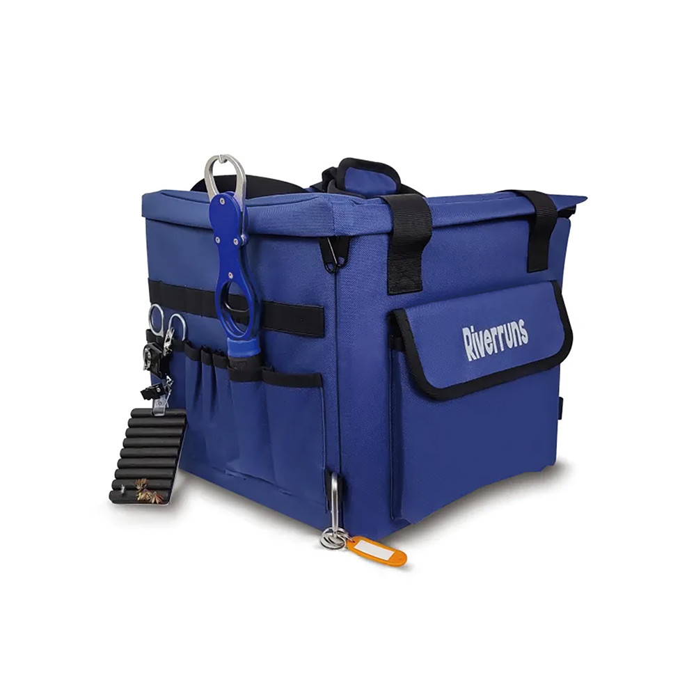 Riverruns Kayak Crate Bag Durable Saltwater Resistant Kayak Fishing Bag with 3 Fishing Rod Holders L