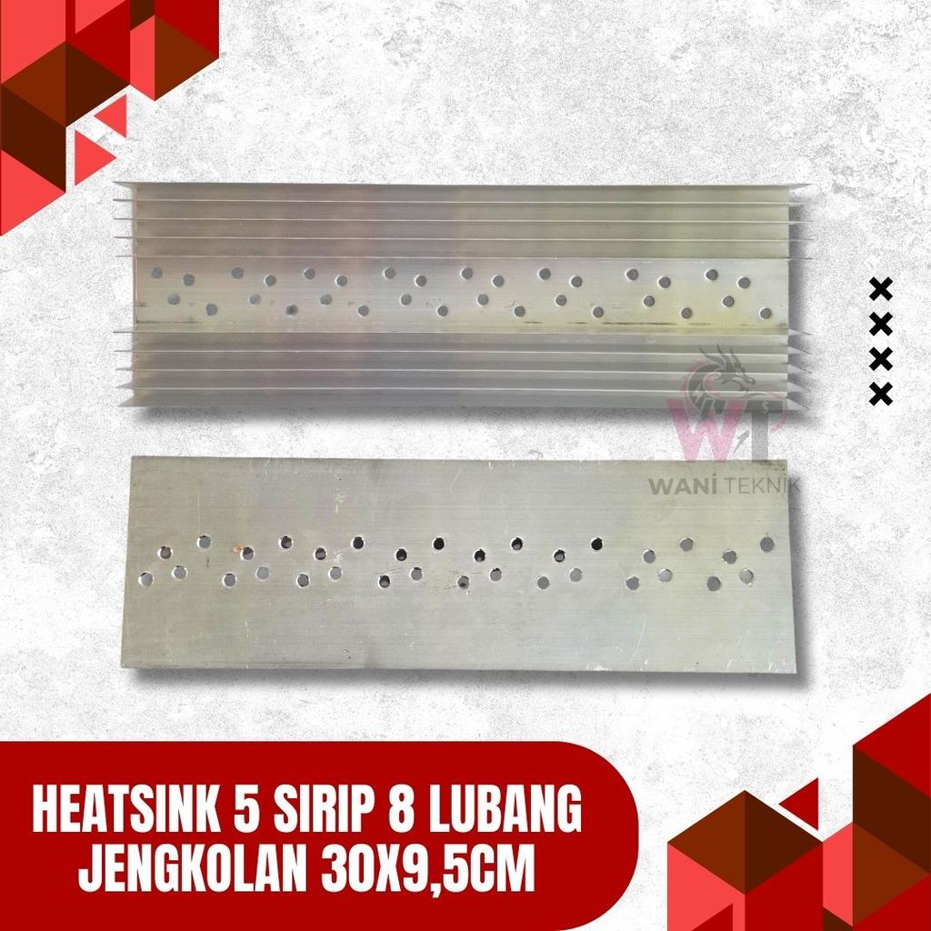 Heatsink 5 Sirip 8 Lubang Aluminium Jengkolan Pendingin Transistor Audio DIY