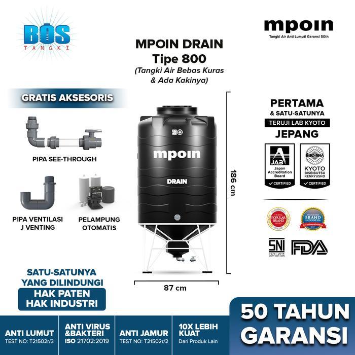Tangki Kuras MPOIN PLUS 800 Liter DRAIN | Toren Air | Tandon Air