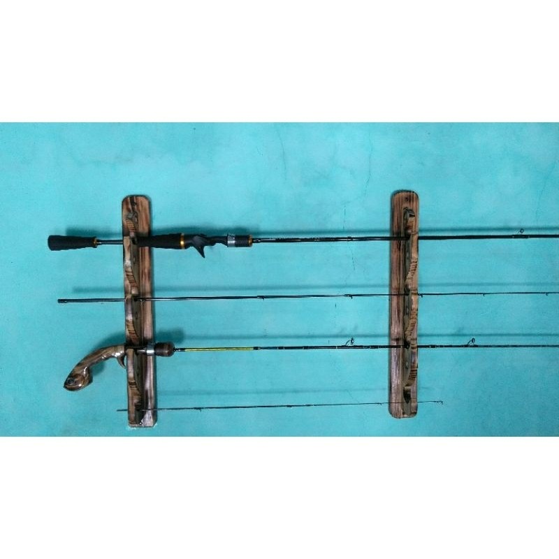 RAK JORAN DINDING...Rak Joran dinding kayu pinus Rak Joran Pancing LS33