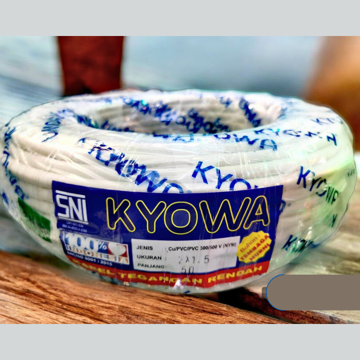 KYOWA KABEL LISTRIK NYM 2X1,5 KAWAT 1 ROLL KABEL LISTRIK NYM 2X1,5 SNI 50 YARD