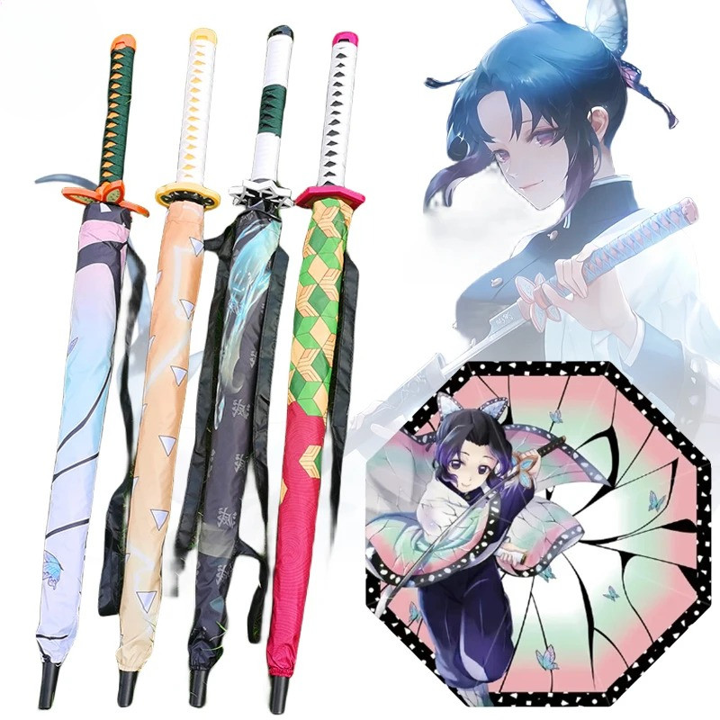Demon Slayer Katana Umbrella Large Long Parasol Kochou Kimetsu No Yaiba Shinobu Samurai Katana Ninja
