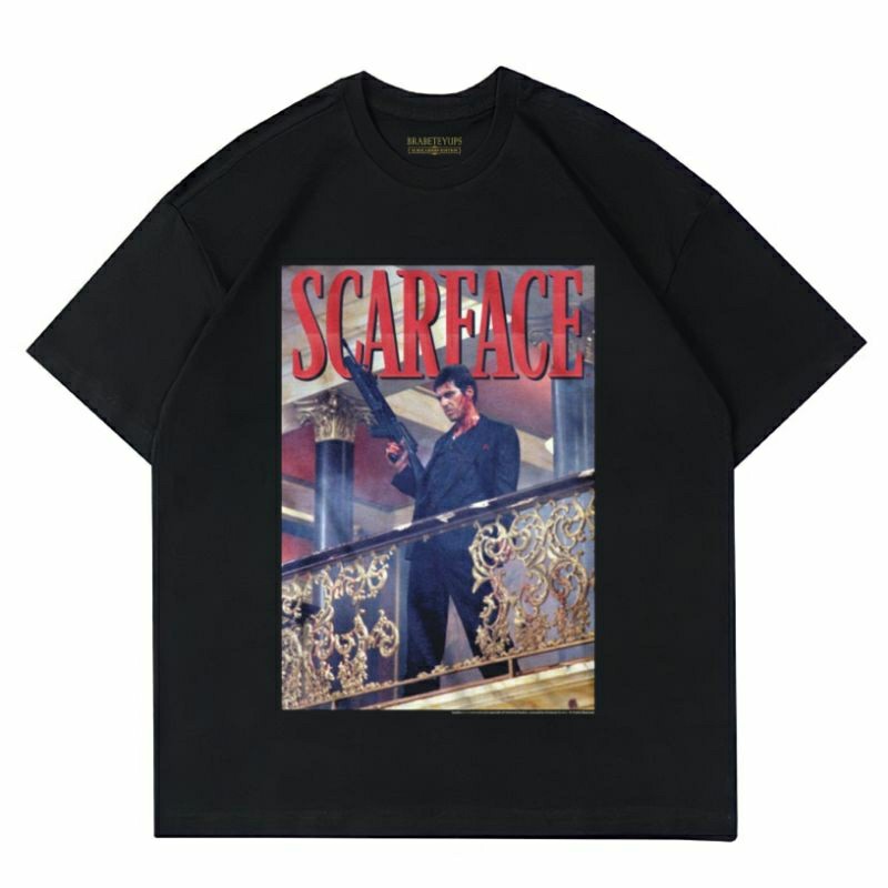 BAJU KAOS VINTAGE FILM SCARFACE 1983 | T-SHIRT MOVIE SCARFACE | BAJU TOKOH | HITAM PUTIH | BUKAN OVE