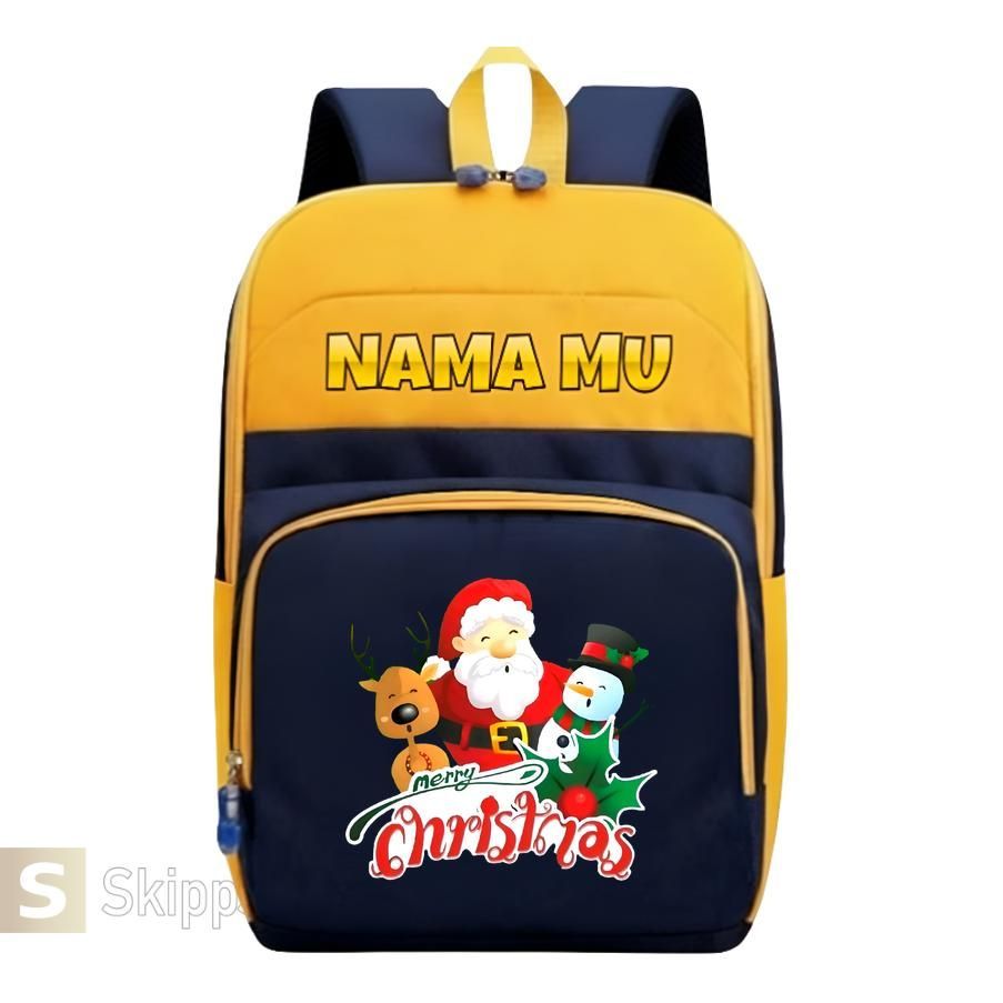 Tas Ransel Anak Sekolah TK SD Tema Natal Free Costum Nama Sendiri Bahan Bagus Berkualitas,Kuat
