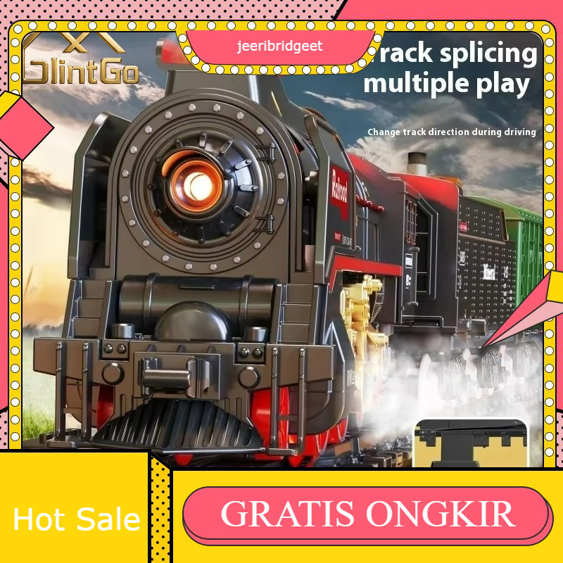 Kereta Mainan Listrik Set Mainan Rel Kereta Model Retro/Vintage Kereta Uap Mainan Bonus Rel Kereta