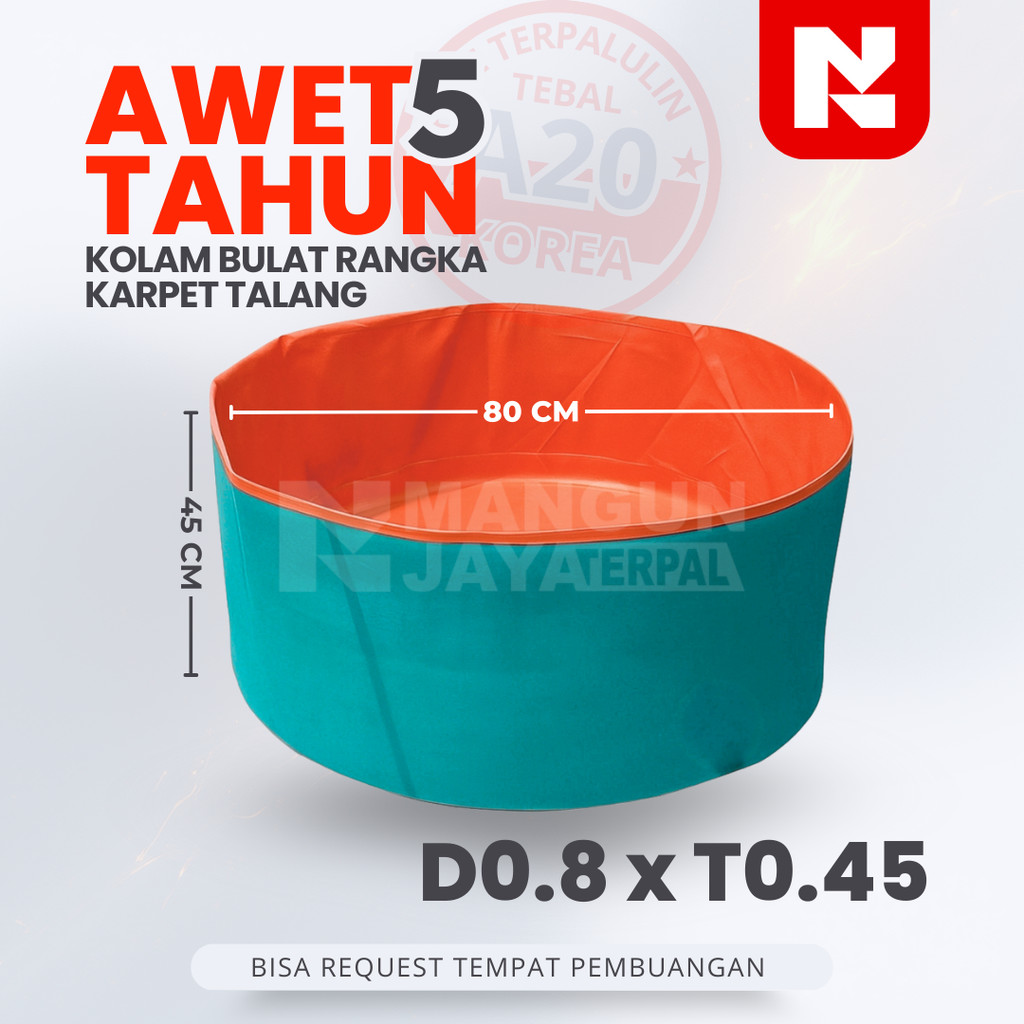 Siap Dikirim  Kolam Terpal Bulat Rangka Karpet Talang D80 T45 -  Kolam Terpal Tanpa Rangka