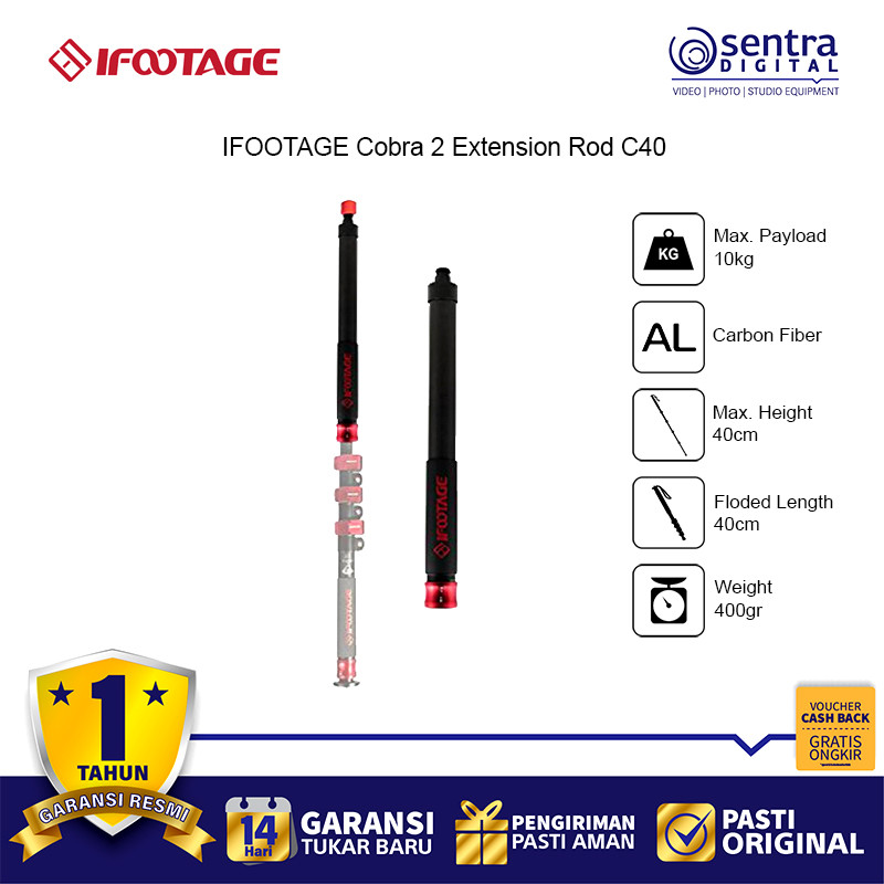 IFOOTAGE Cobra 2 C40 Ekstensi Monopod Ringan & Kuat (X01)