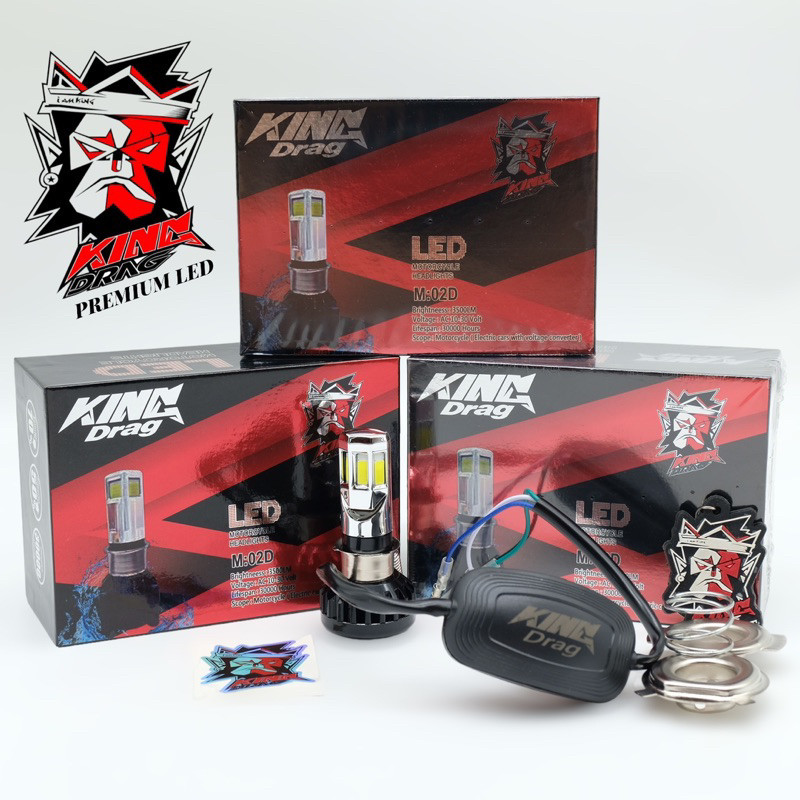 PREMIUM HID 6 SISI MATA KINGDRAG LED KING DRAG ORIGINAL lampu depan motor hid led 6 sisi motor yn