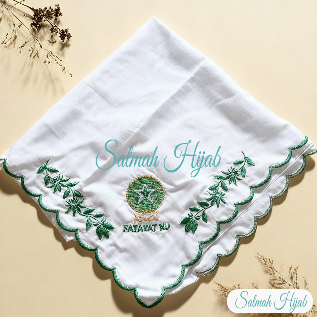 Terlaris Hijab Fatayat Bordir Premium Terbaru - Kerudung Fatayat Bordir Motif Daun Premium