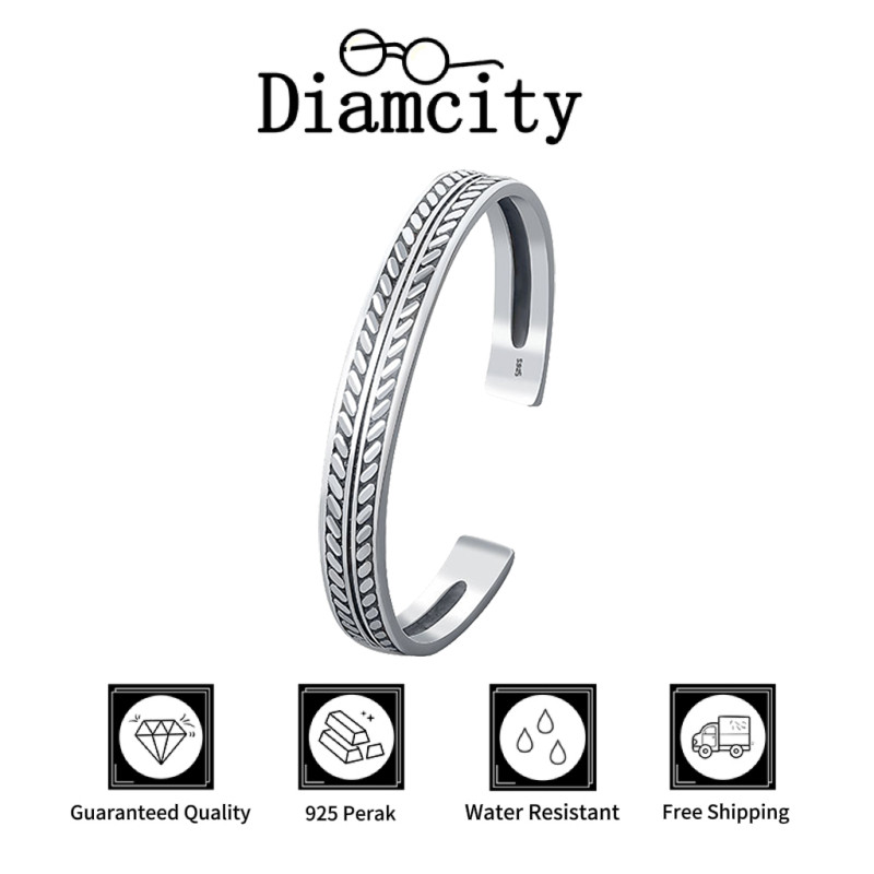 Gelang Terbuka Daun Sederhana Vintage Perak 925