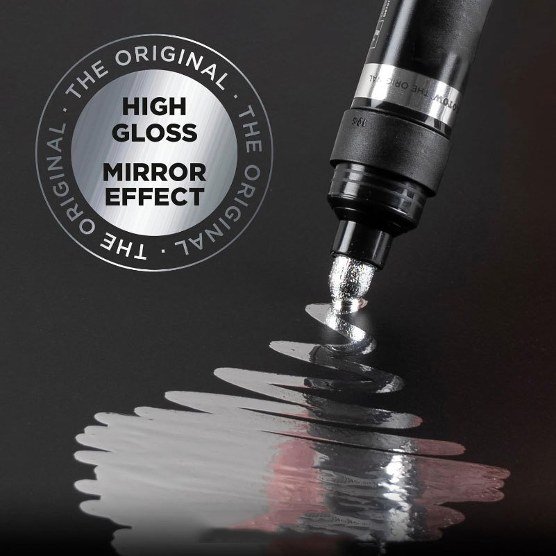 Chrome Paint Marker Reflective Liquid Mirror Paint Pens Golden Silvery Ink 2mm Writing Tip For Model