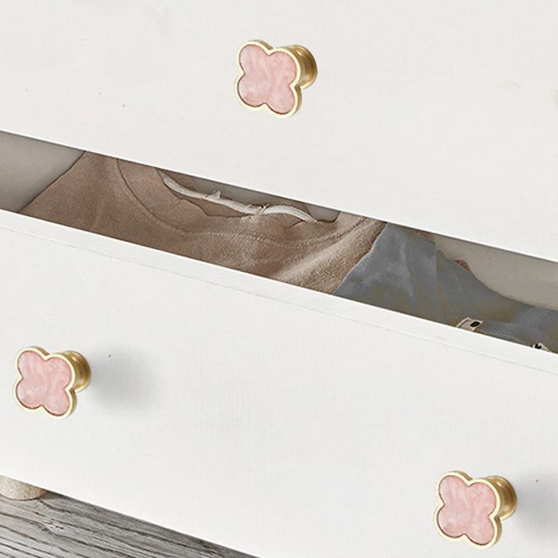 Handle Pintu Lemari Daun Semanggi Marble Knop Tarikan Laci Pegangan untuk Interior dan Furnitur