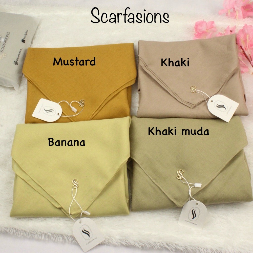 Jilbab Khaki Muda PNS Hijab Segiempat voal Premium Kerudung Dinas ASN Warna Khaky by scarfasions
