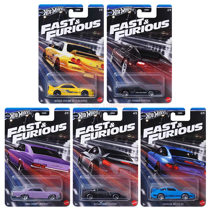 Original 1/64 Hot Wheels Cars 1966 Chevy Impala Nissan Skyline Gt-R(Bcnr33) Nissan 350z Custom Die-C