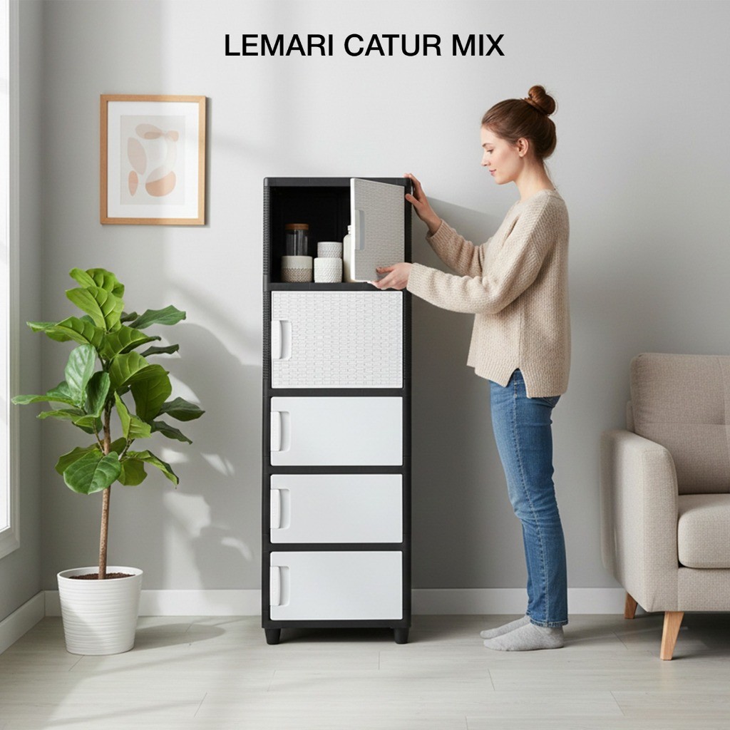 AKAKO - Lemari Pakaian Plastik Akako Swing Jumbo Catur Mix Susun 2, 3, 4 & 5