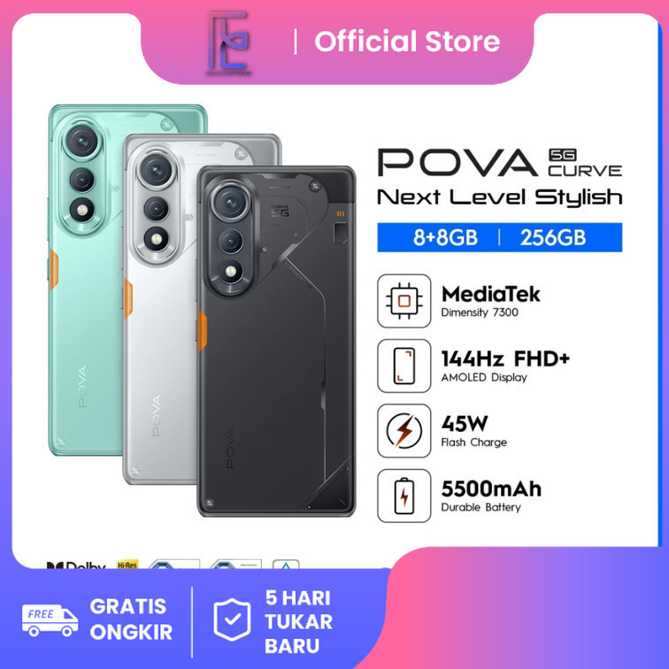 TECNO POVA 7 CURVE 5G - POVA 7 4G  8GB 256GB 128GB - GARANSI RESMI ORIGINAL BNIB - 4G