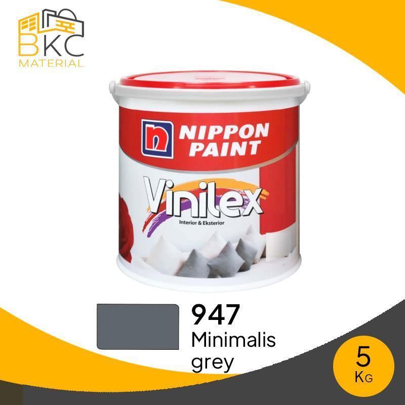 Cat Tembok NIPPON PAINT Vinilex Interior dan Eksterior 947 Minimalis Grey 5 kg (Galon)