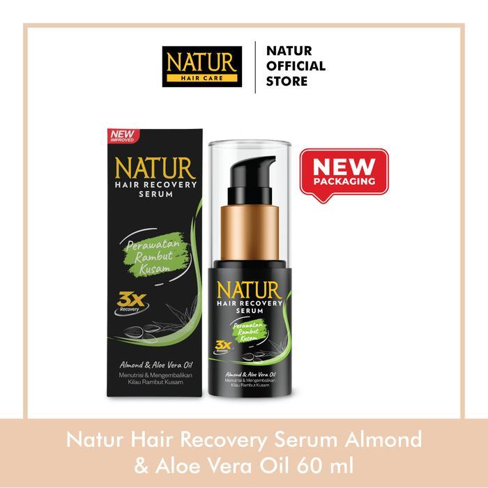 promo  -Natur Haircare Recovery Serum Almond & Aloe Vera Oil 60 ml - Paket Membantu Menyembuhkan Ram