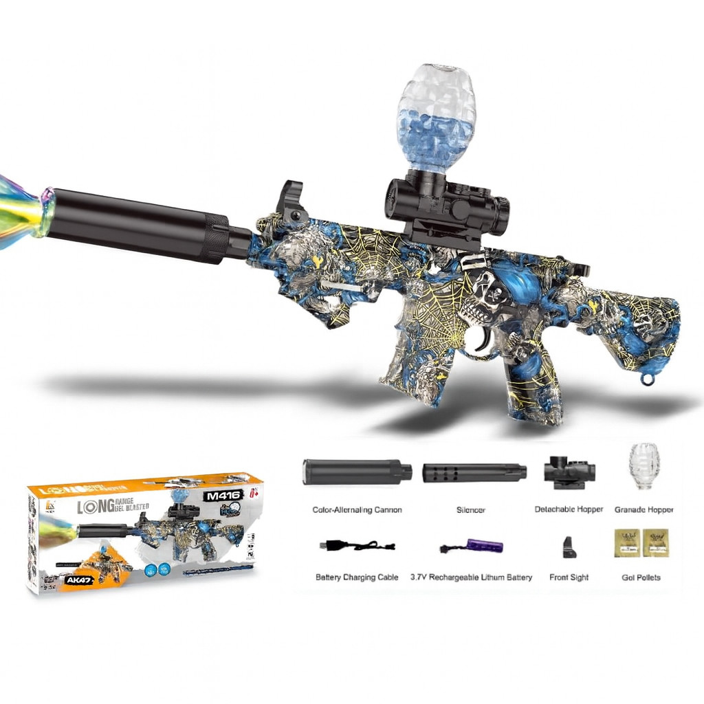 Mainan Anak D-6650/WH82-4 M416 GEL BLASTER Mainan Tembakan Bal Elektrik M416 Lampu Aksesoris Lengkap