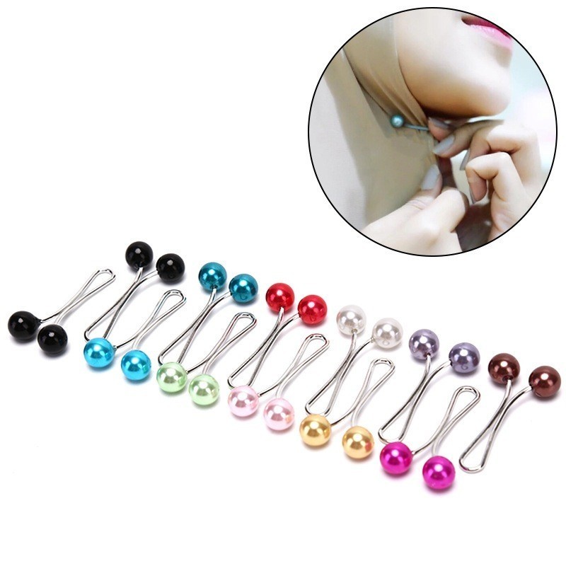 Clody - Tuspin Hijab Isi 12 Pcs Klip Mutiara Aksesoris Hijab Fashion Muslim Ala Turki Anti Slip Bros