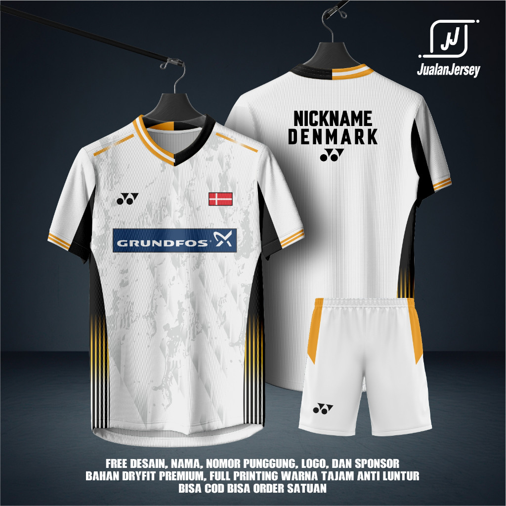 Jersey Badminton DENMARK Axelsen 2024 Free Custom Nama