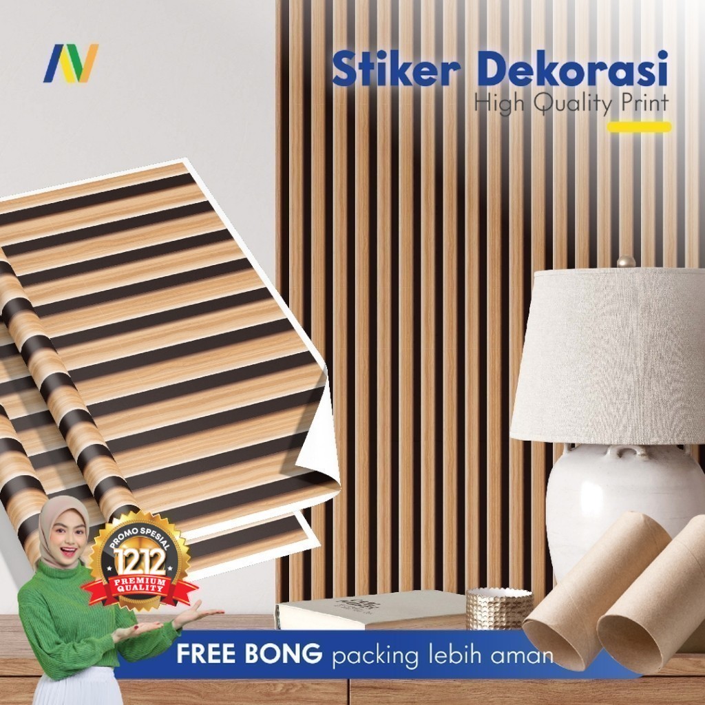 Stiker Dinding | Stiker Dinding Wall Panel Kayu | Stiker Dinding Motif Kayu Panel | Stiker Dinding G