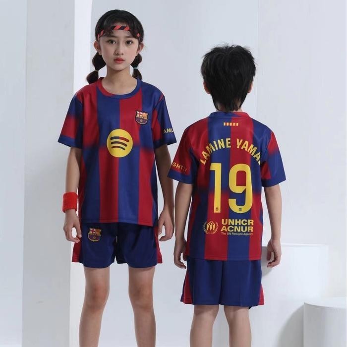 Baju Bola Anak - Jersi Bola Anak  Usia 1 Thn - 14 Thn - barca