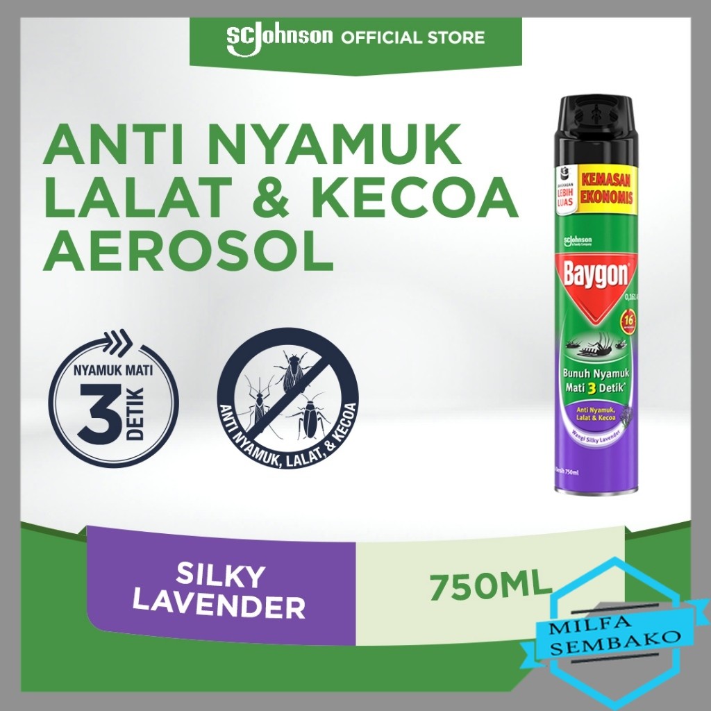 HS322 Baygon Aerosol Silky Lavender 750ml